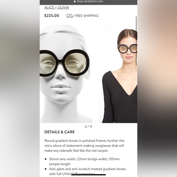 Alice + Olivia Retro Round Melrose Black Sunglasses - Picture 9 of 16